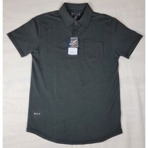 BYLT NWT Premium Basics Lux Pocket Small Polo Dark Charcoal Mens Drop Cut